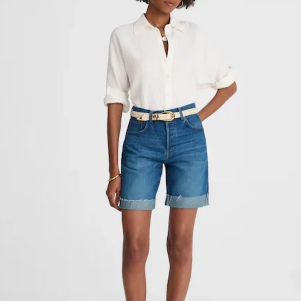 Madewell mifflin wash Long Baggy Cuffed Jean Shorts in Mifflin Wash